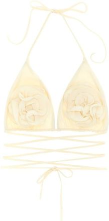 Magda Butrym Floral Strappy Triangle Bikini Top - Dames - Bikinis - Wit - 2XS - Badmode