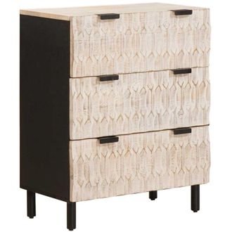 vidaXL Sideboard White Wash Finish 60 x 33 x 75 cm Solid Mango Wood vidaXL