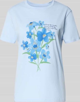 Jake*s Casual T-Shirt mit Motiv-Print und Rundhalsausschnitt in Hellblau, Gr&ouml;&szlig;e XXL