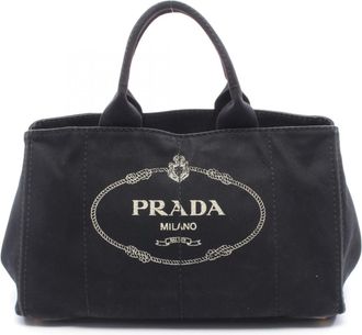 Prada Black Canvas Handbag Tote Bag (Pre-Owned)