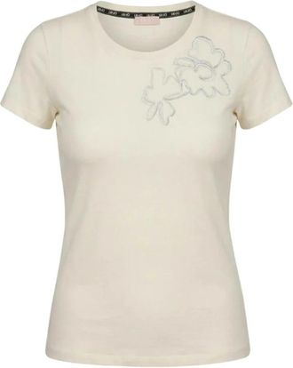 Liu Jo T-shirt met tule details - Dames - T-shirts - Wit - XL - Tule - Tops
