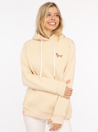 Zwillingsherz Hoodie ZWILLINGSHERZ Kleiner Dackel, Damen, Gr. L/XL, beige, angeraute Sweatware, Obermaterial: 50% Baumwolle, 50% Polyester, unifarben, Sweatshirts H