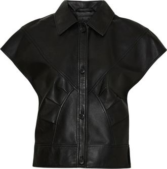 Notyz Notyz - Korte Mouw Leren Shirt - Dames - Jassen - Zwart - Maat: L Leer
