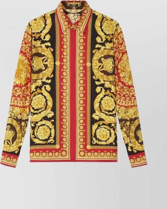 Versace baroque print long sleeve collared top
