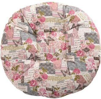 OEM Coj&iacute;n Para Silla Crediri, Redondo, Con Estampado Floral Y Animal Print, 40 Cm, Algod&oacute;n Y Lino, Rosa