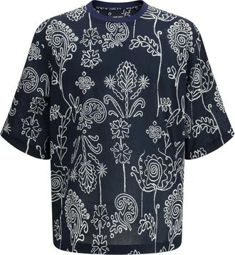 Giorgio Armani T-shirt in cotone con stampa all-over - - Tops - Uomo - Blu - S