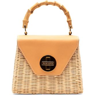 Frances Valentine Mini Midge Woven Wicker & Leather Top Handle Bag in Toast/Natural at Nordstrom
