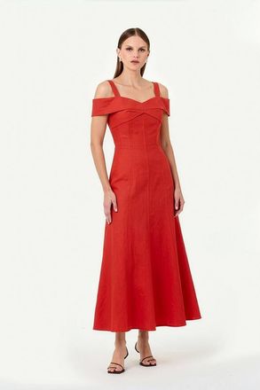 Nicholas Ivana Linen Dress in Tomato at Nordstrom, Size 0