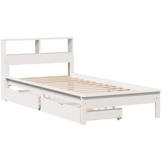 vidaXL Cama Con Estanter&iacute;a Sin Colch&oacute;n Madera Maciza Blanca 75x190 Cm Vidaxl