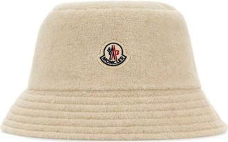 Moncler Light Beige Logo Reversible Bucket Hat