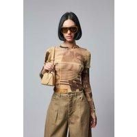 Jean Paul Gaultier Mesh Double Sleeves Baby Tee Printed journal