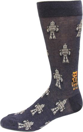 Hot Sox HOTSOX Mens Robots Socks 1 Pair, Shoe Size: 10-13 - blue - Large