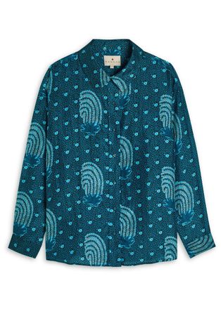 Hannah Art Wear Stevie Printed Silk-chiffon Shirt - Indigo - 2 (UK12-UK14)