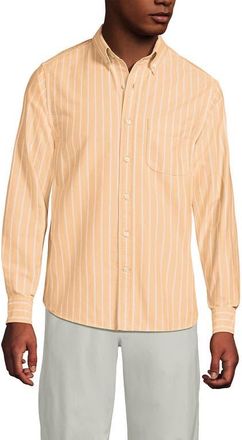 Lands End Traditional Fit Comfort-First Sail Rigger Oxford Shirt in Sweet Mango/white Stripe at Nordstrom, Size Xx-Large