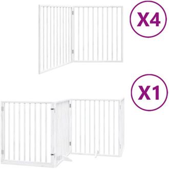 vidaXL Puerta De Perros Plegable 12 Paneles Madera &Aacute;lamo Blanca 960 Cm Vidaxl