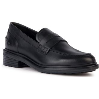 Geox D Walk Pleasure F Leren Dames Zwarte Mocassinschoenen