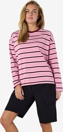 Noisy May Sweatshirt NOISY MAY NMEMBER L/S STRIPE SWEAT NOOS, Damen, Gr. XS, begonia pink stripes:tibetan rot, hellwei&szlig;, Sweatware, Obermaterial: 100% Baumwolle