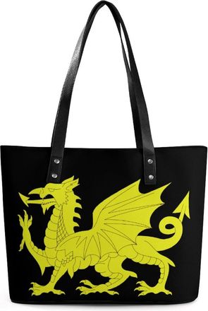 Generic Gold Welsh Dragon Flag Tote Bags for Women Cute Shoulder Purses Handbags