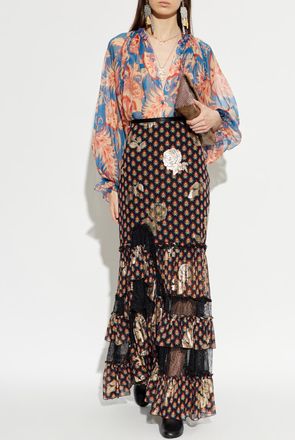 Etro Asymmetric Skirt With Lurex Thread, Womens, Black