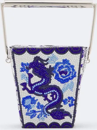 Judith Leiber Take Out Box Blue Dragon embellished clutch