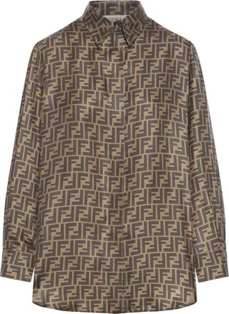 Fendi Brown Ff Silk Shirt