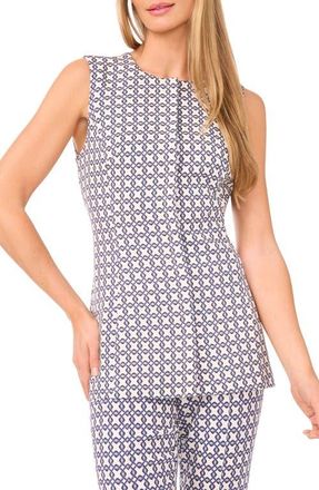 Ted Baker Geo Print Sleeveless Button-Up Tunic in Vanilla Ice at Nordstrom, Size 12