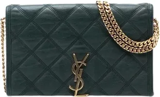Saint Laurent Pre-owned Shoulder Bags, female, Green, Size: ONE SIZE Pre-owned Chain Wallet