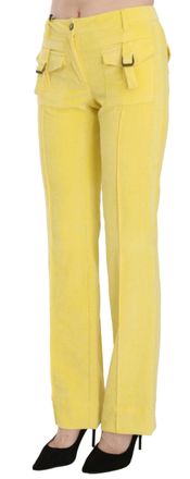 Just Cavalli Womens Corduroy Cargo Pants Yellow Polyester Elastane