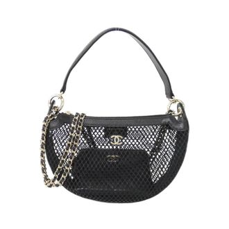 Chanel Black Mesh Leather Chain/Shoulder Wallet (Pre-Owned)