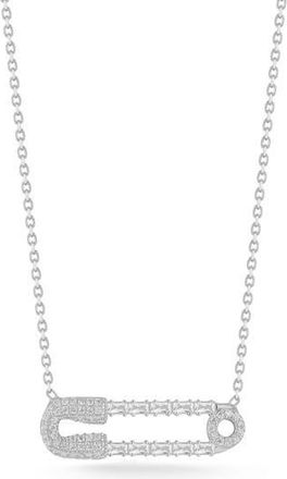 Glaze Jewelry Cubic Zirconia Safety Pin Pendant Necklace in Silver at Nordstrom Rack