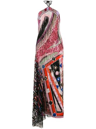 Pucci fringed Vivara long dress - women - Silk - 42 - Pink