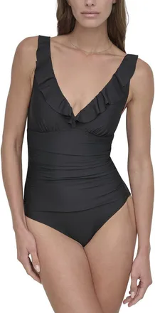 DKNY Ruffle Plunge Swimsuit