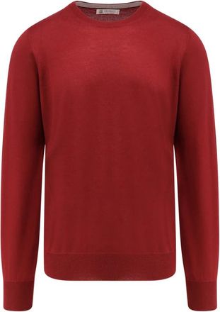 Brunello Cucinelli Cashmere en Zijden Trui - Heren - Cashmere truien - Rood - L - Kasjmier - Truien & Vesten