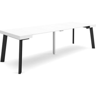 Skraut Home Consolle allungabile, Tavolo consolle allungabile, 260, Per 12 persone, Gambe in legno, Stile moderno, Bianco - Skraut Home