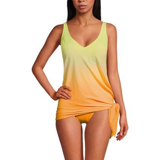 Lands End D-Cup Slender Suit Fauxkini One Piece Swimsuit in Icy Mint/orange Ombre at Nordstrom, Size 14