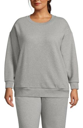 Lands End Serious Sweats Relaxed Long Sleeve Crew Neck Sweatshirt in Gray Heather at Nordstrom, Size 2X