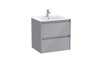 Roca Roca - Pack Unik Mueble De 2 Cajones + Lavabo Tenet Color: Gris Brillante - Medidas: 585x460x565 Mm