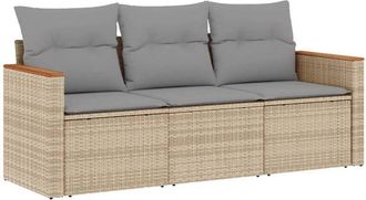 vidaXL Set sofás jardín 3 pzas y cojines ratán sintético beige mezcla Vidaxl