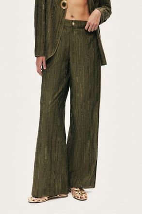 Nocturne Textured Wide-Leg Pants in Khaki at Nordstrom, Size X-Large Eu