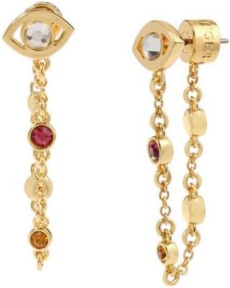Kurt Geiger Evil Eye Front/Back Earrings in Gold/Multi at Nordstrom Rack