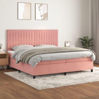 vidaXL Vidaxl - Cama Box Spring Con Colch&oacute;n Terciopelo Rosa 200x200 Cm