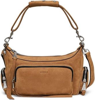 Aim&eacute;e Away We Go Suede Shoulder Bag in Latte Nubuck at Nordstrom