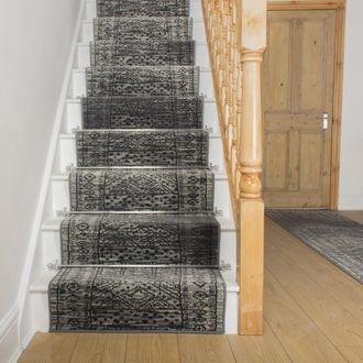 Runrug Stair Runner Carpet for Staircases - Soft & Comfy, 9mm - Afrikans in Grey | Size: 70 cm x 690 cm