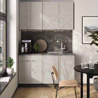 Vicco Cucina completa Fame-Line, Grigio/beige/antracite, 140 cm senza piano di lavoro, Vicco