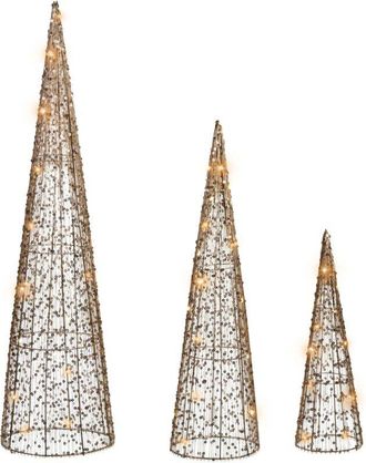 Beliani Set di 3 decorazioni natalizie a LED Albero di Natale Light Up Xmas Decor Oro Vejleso