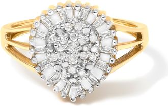 House of Brilliance 10K Yellow Gold Diamond Cocktail Ring