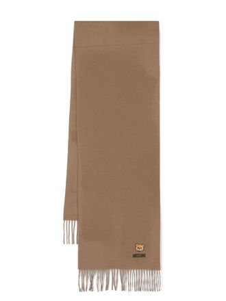 Moschino Teddy Bear-patch scarf - Brown