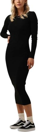 Envii Zwarte Midi Jurk Enally LS 5314 - Dames - Casual kleedjes - Zwart - XL - Kleedjes