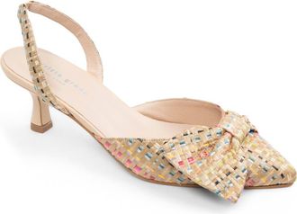Patricia Green London Bow Pointed Toe Kitten Heel Pump in Rainbow Raffia at Nordstrom, Size 7