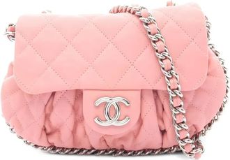 Chanel 2013-2014 crossbodytas met diamantvormige voering en ketting - Roze